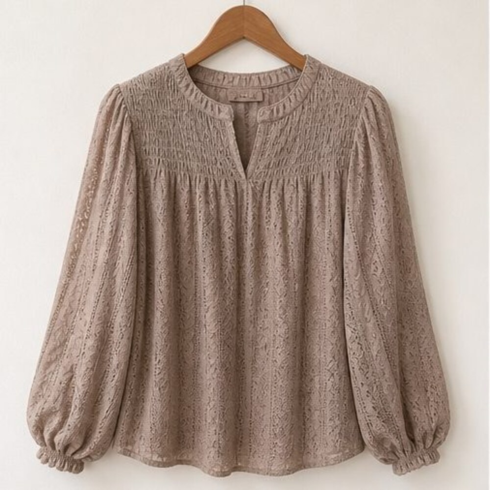 Taupe V Neck Top